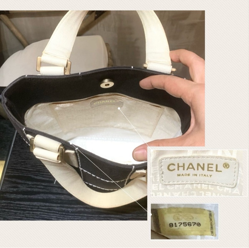 香奈兒黑色帆布冰格CC手提包 Chanel Vintage Black Canvas Handbag With Quilted CC Logo-6