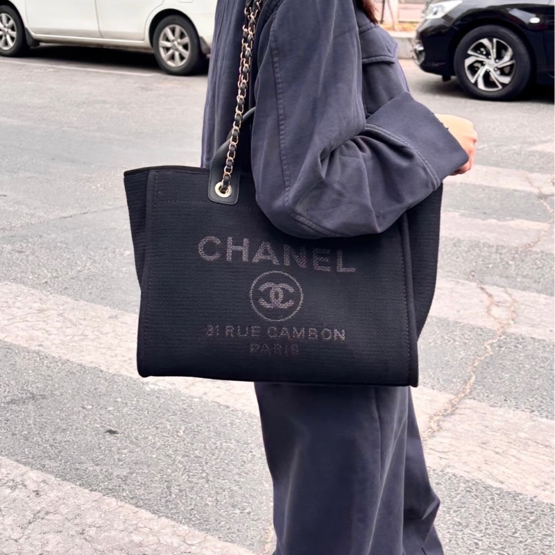 「M.Y精品」Chanel 小香 沙灘包  購物 TOTE 送禮可🎁 晶片款-0