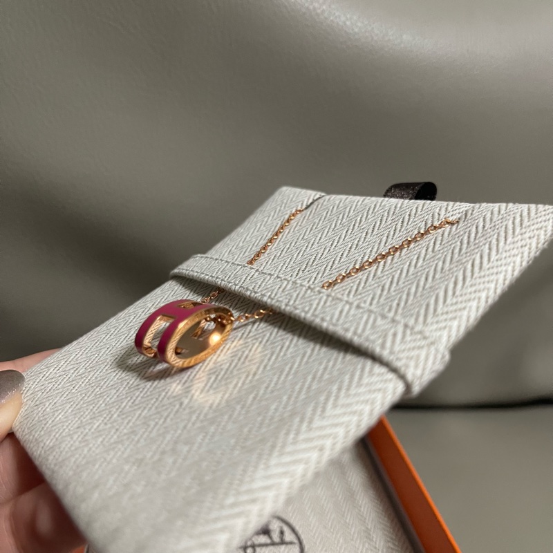 全新 現貨 🧡 Hermes Pop H Necklace Rose Extreme x Rosegold 粉色玫瑰金 頸鏈-3