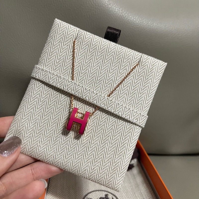 全新 現貨 🧡 Hermes Pop H Necklace Rose Extreme x Rosegold 粉色玫瑰金 頸鏈-4