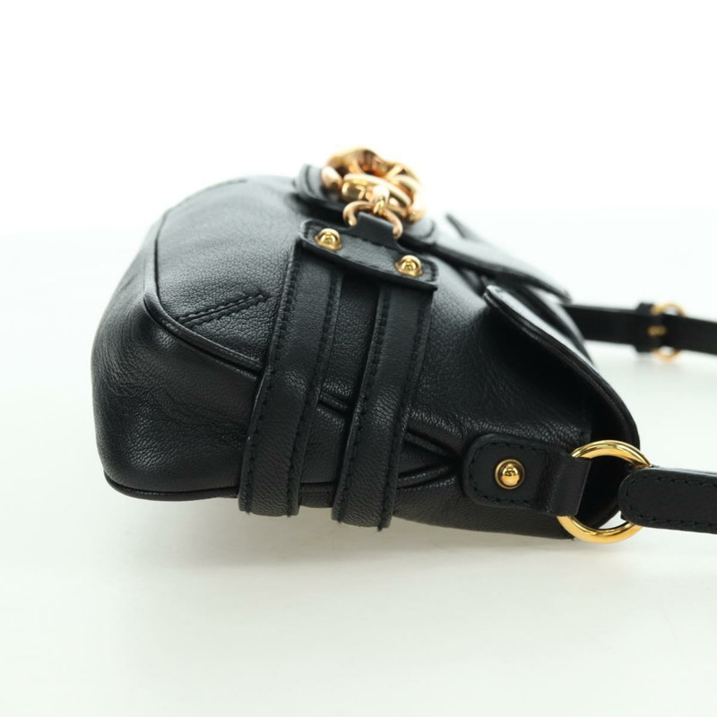 【日本直送】GUCCI 馬銜扣單肩包，黑色金色皮革，貨號 159402，正品編號 178489SAV-3