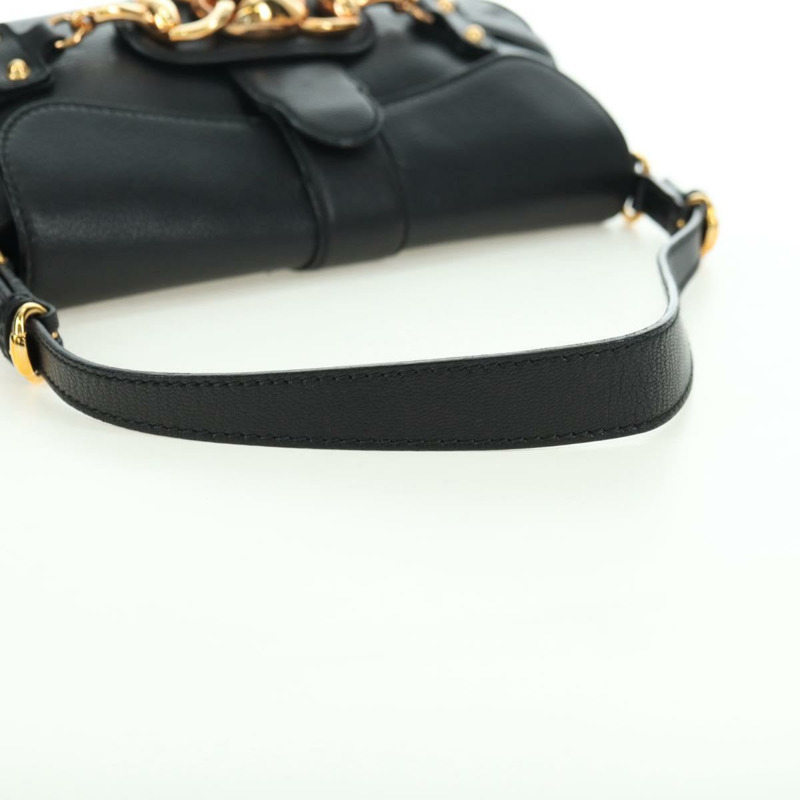【日本直送】GUCCI 馬銜扣單肩包，黑色金色皮革，貨號 159402，正品編號 178489SAV-6
