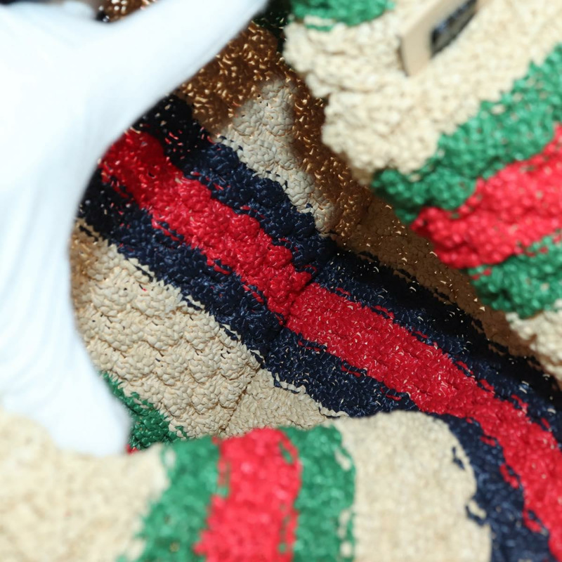 【日本直送】GUCCI 拉菲草編織多色肩包 Auth 177605M-9