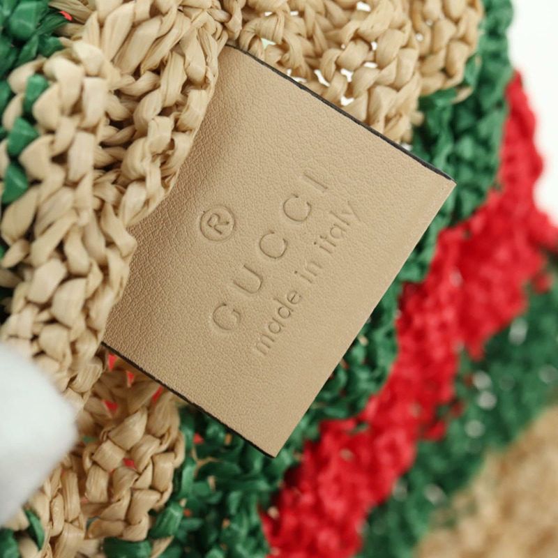 【日本直送】GUCCI 拉菲草編織多色肩包 Auth 177605M-19