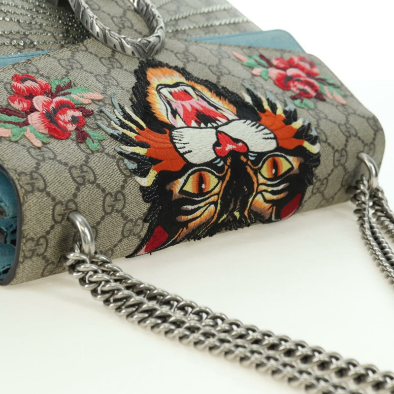 【日本直送】GUCCI 鏈條 Dionysus 憤怒貓包 皮革 米色 銀色 403348 正品 178733V-5