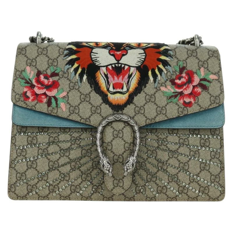 【日本直送】GUCCI 鏈條 Dionysus 憤怒貓包 皮革 米色 銀色 403348 正品 178733V-12