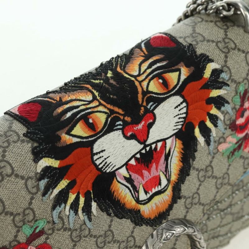 【日本直送】GUCCI 鏈條 Dionysus 憤怒貓包 皮革 米色 銀色 403348 正品 178733V-17