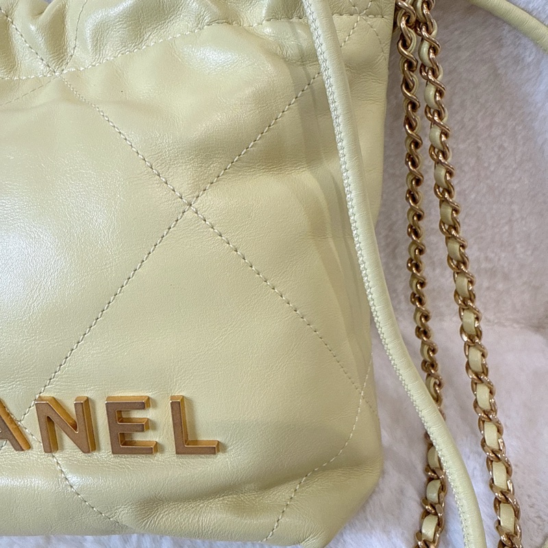 CHANEL✨mini 22 購物袋垃圾袋 小雞黃 晶片款-2
