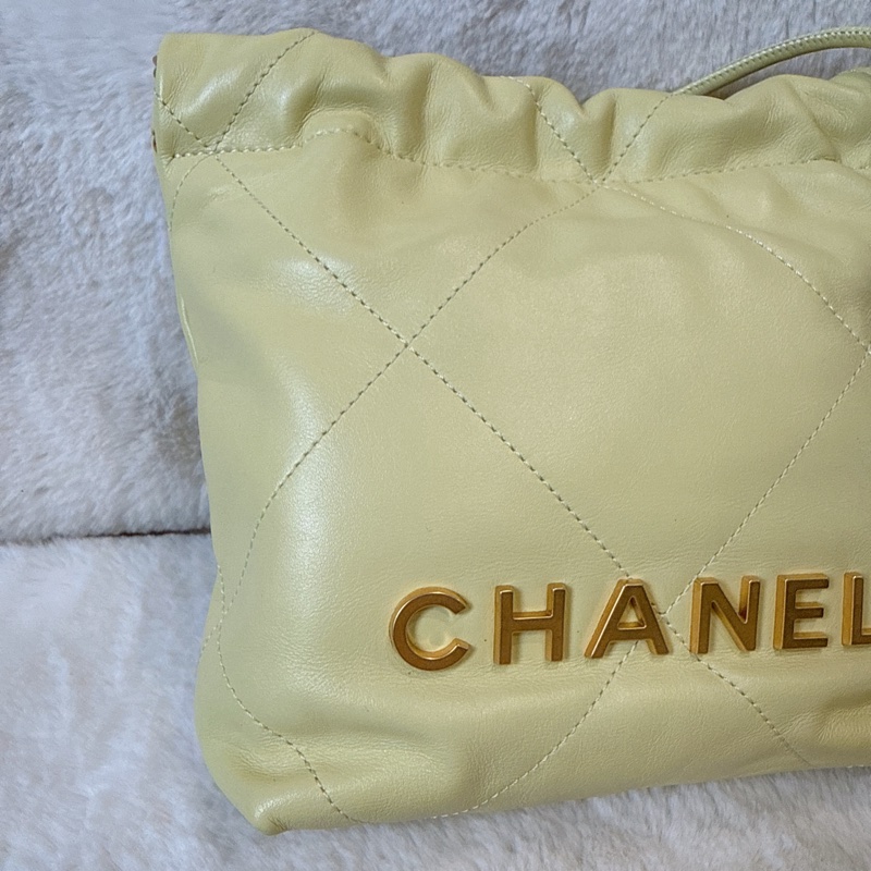 CHANEL✨mini 22 購物袋垃圾袋 小雞黃 晶片款-7