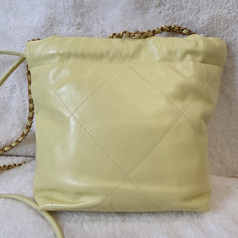 CHANEL✨mini 22 購物袋垃圾袋 小雞黃 晶片款-9