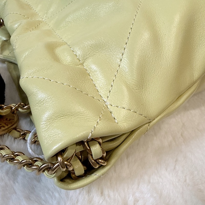 CHANEL✨mini 22 購物袋垃圾袋 小雞黃 晶片款-12