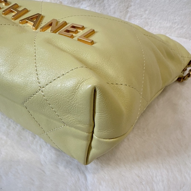 CHANEL✨mini 22 購物袋垃圾袋 小雞黃 晶片款-14