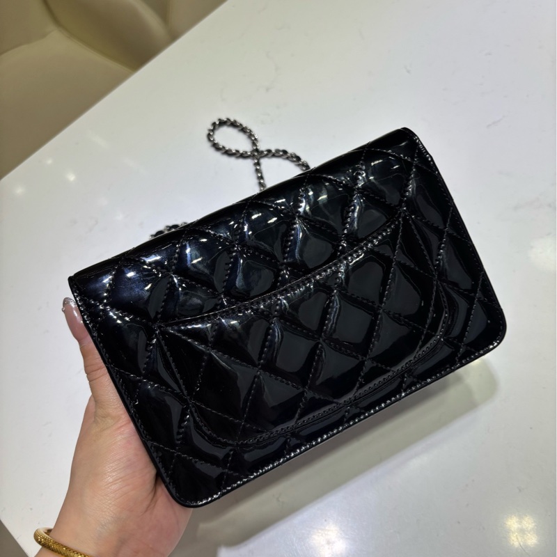 Chanel香奈兒 黑銀漆皮woc發財包  鐳射20開 尺寸約19*12*4cm-1
