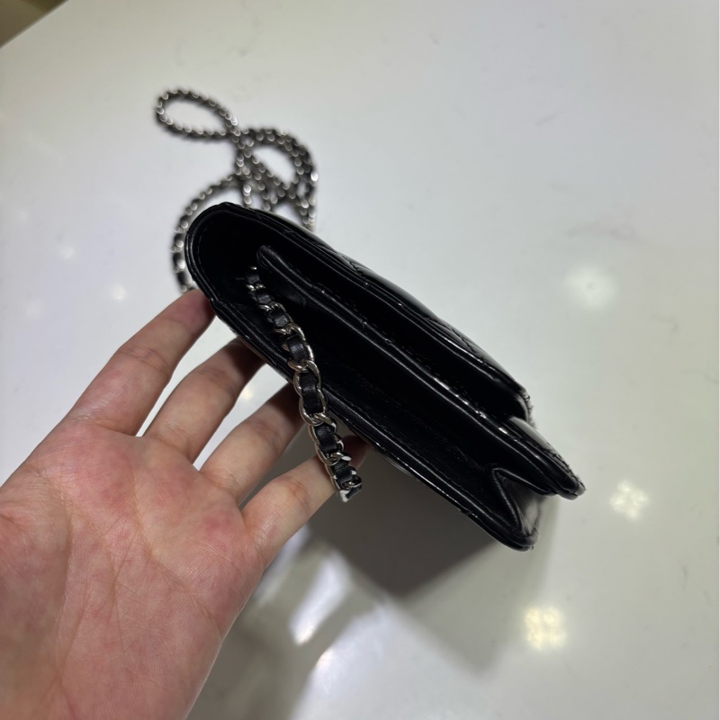 Chanel香奈兒 黑銀漆皮woc發財包  鐳射20開 尺寸約19*12*4cm-2