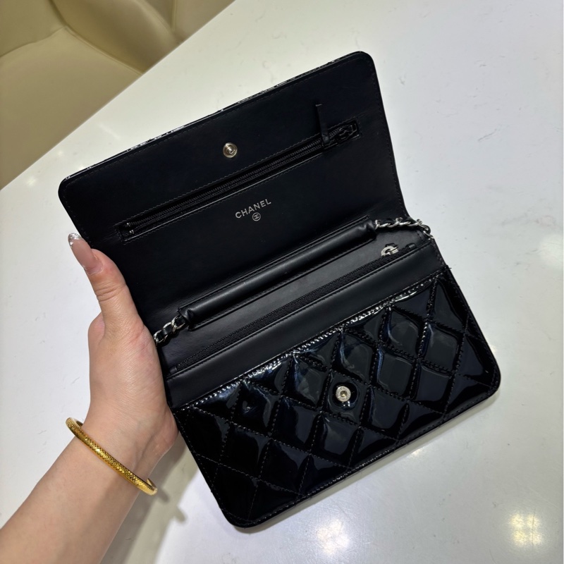 Chanel香奈兒 黑銀漆皮woc發財包  鐳射20開 尺寸約19*12*4cm-5