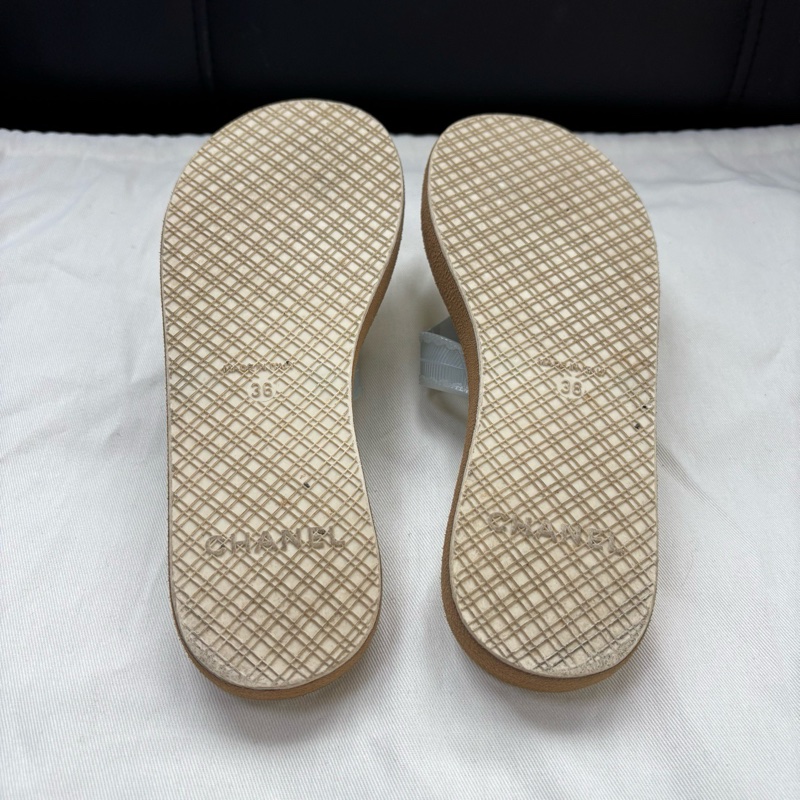 Chanel /香奈兒 雙c金標人字夾拖  尺碼：36碼 成色如圖-5
