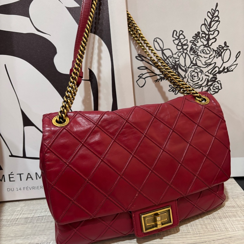 Chanel 經典 2.55（紅色牛皮菱格紋）-5