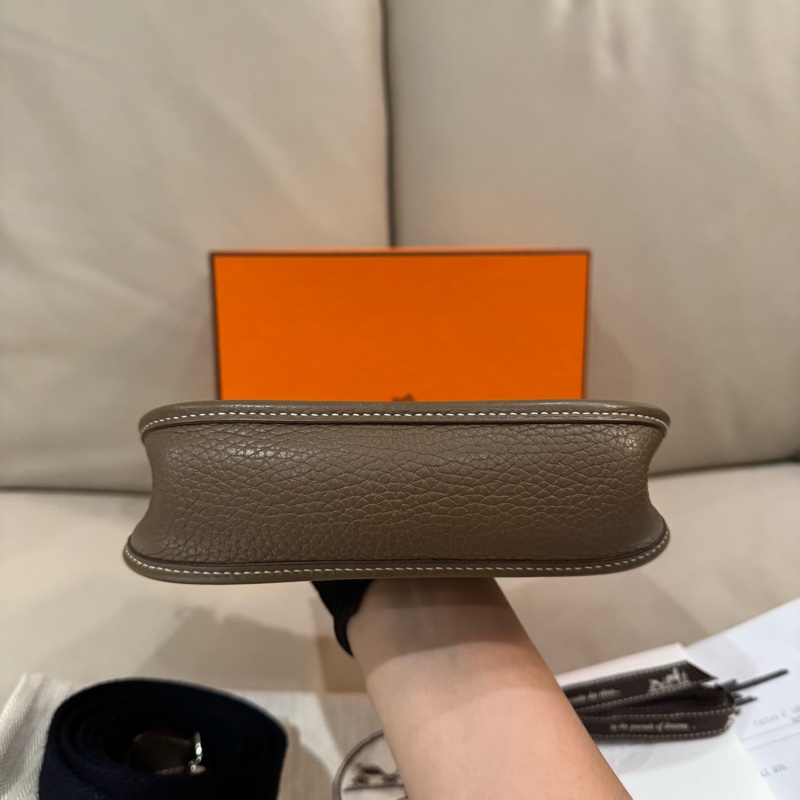 Hermes 愛馬仕 mini Evelyne 依芙琳/斜背包/大象灰銀釦/D刻/95新美品-4