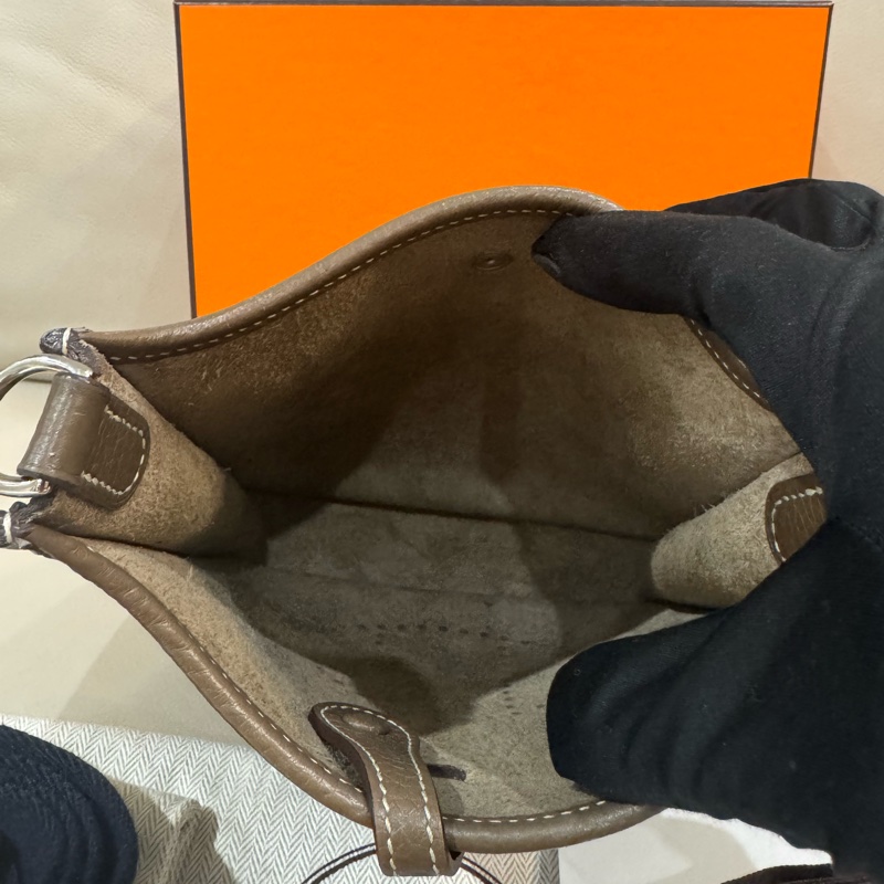 Hermes 愛馬仕 mini Evelyne 依芙琳/斜背包/大象灰銀釦/D刻/95新美品-7