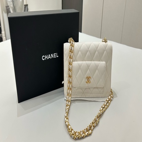 香奈兒Chanel仙氣白色WOC可斜背肩背