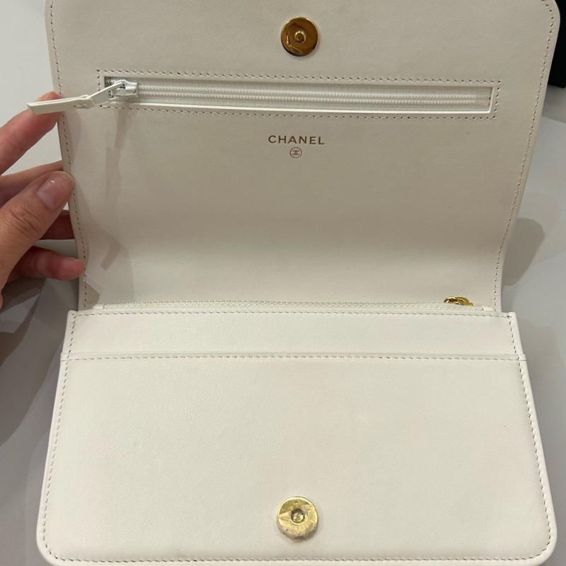 香奈兒Chanel仙氣白色WOC可斜背肩背-3