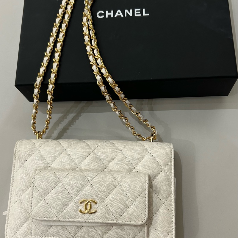 香奈兒Chanel仙氣白色WOC可斜背肩背-8