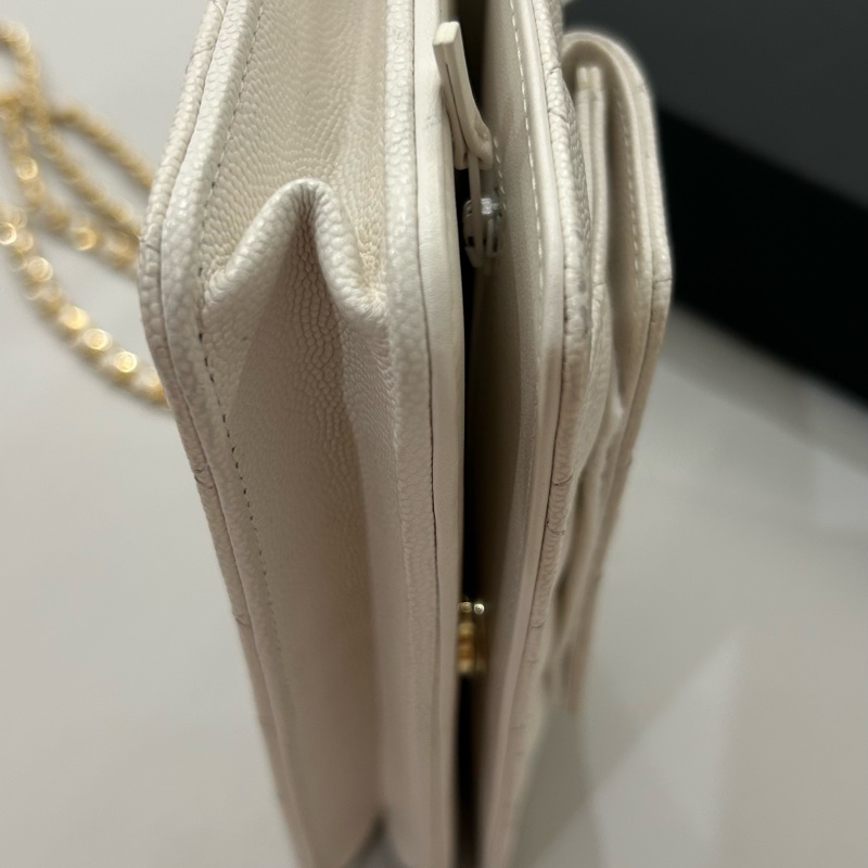 香奈兒Chanel仙氣白色WOC可斜背肩背-11