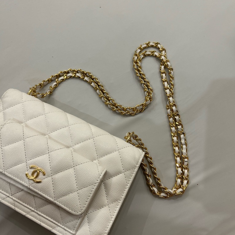 香奈兒Chanel仙氣白色WOC可斜背肩背-14