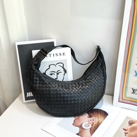 Bottega Veneta葆蝶家 黑色編織單肩包