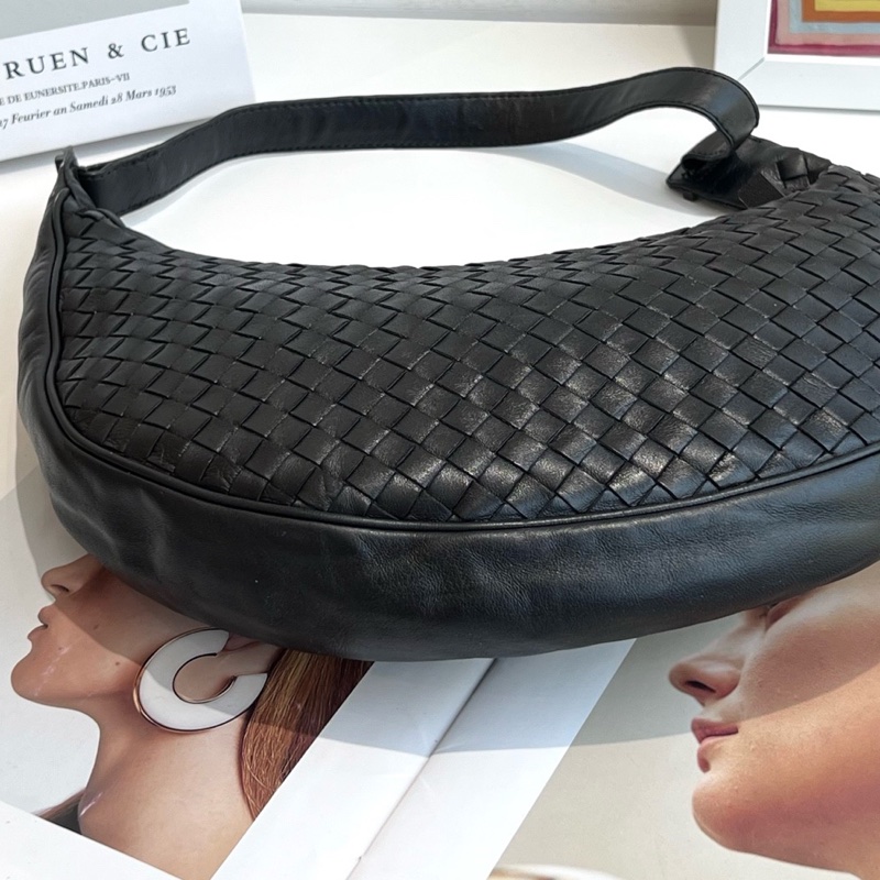 Bottega Veneta葆蝶家 黑色編織單肩包-7