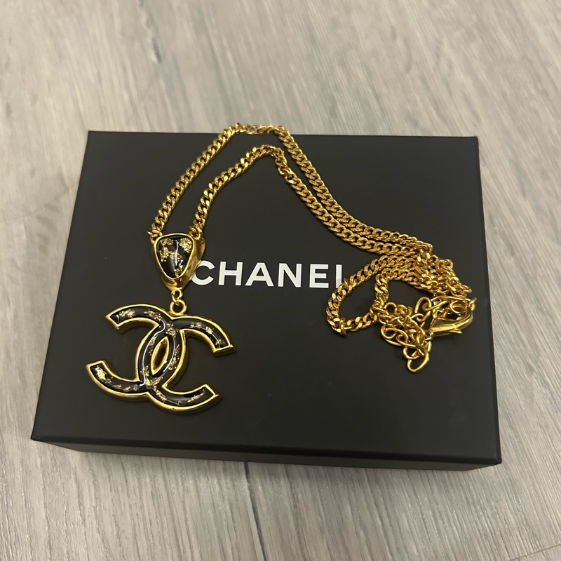 CHANEL 經典黑金雙 C 星夜金燦項鍊-3