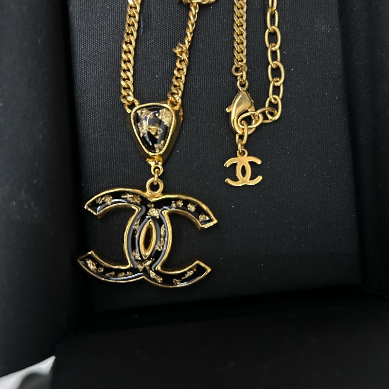 CHANEL 經典黑金雙 C 星夜金燦項鍊-5