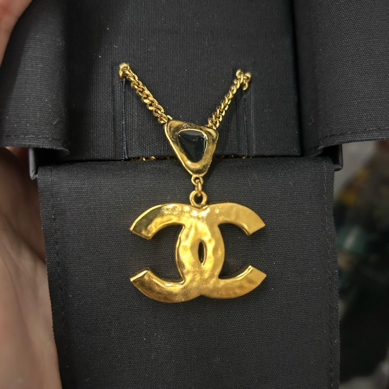 CHANEL 經典黑金雙 C 星夜金燦項鍊-7