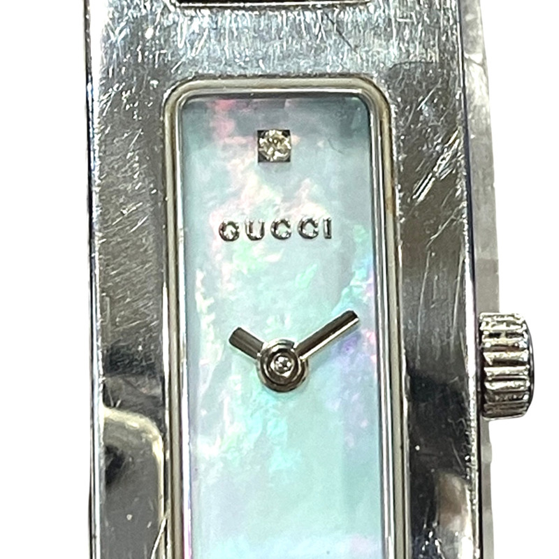 Gucci 手錶，總重 23.0 克，不鏽鋼，石英機芯，淺藍色珍珠母貝錶盤，3900L。-3