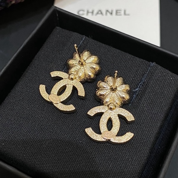 CHANEL  香奈兒珍珠花朵耳環  B22K   帶盒-3