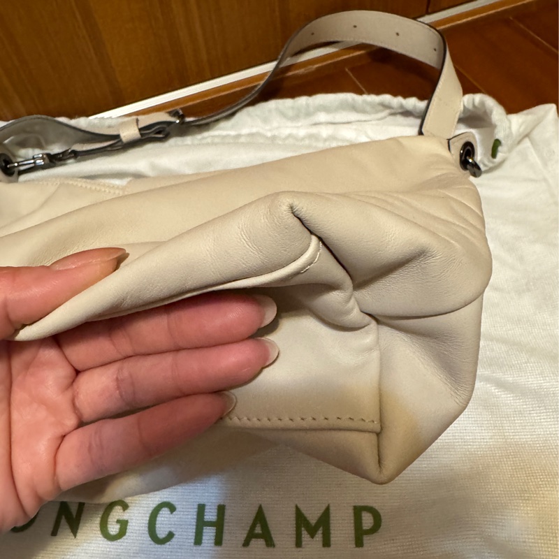 Longchamp LE PLIAGE XTRA hobo半月形單肩包 M 白紙色 牛皮-9