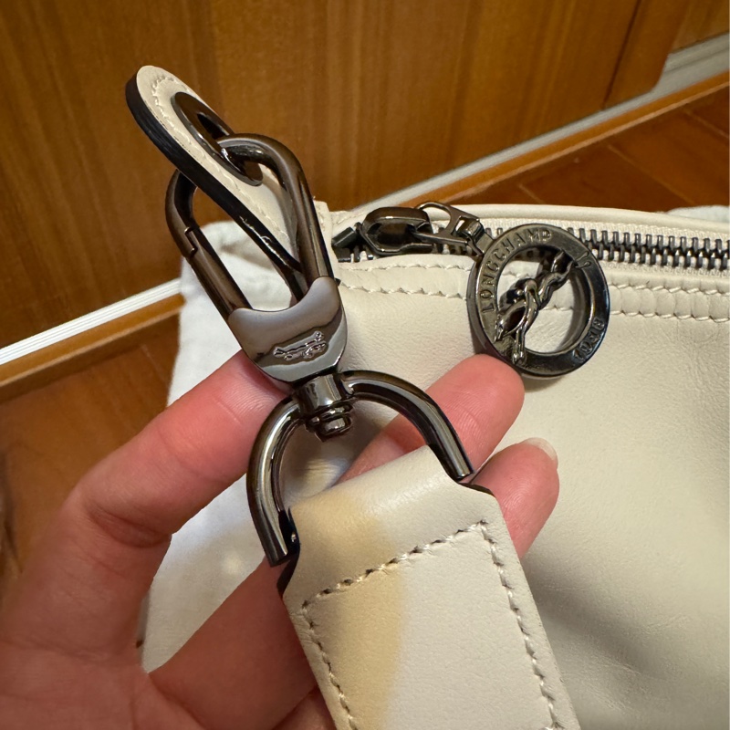 Longchamp LE PLIAGE XTRA hobo半月形單肩包 M 白紙色 牛皮-16