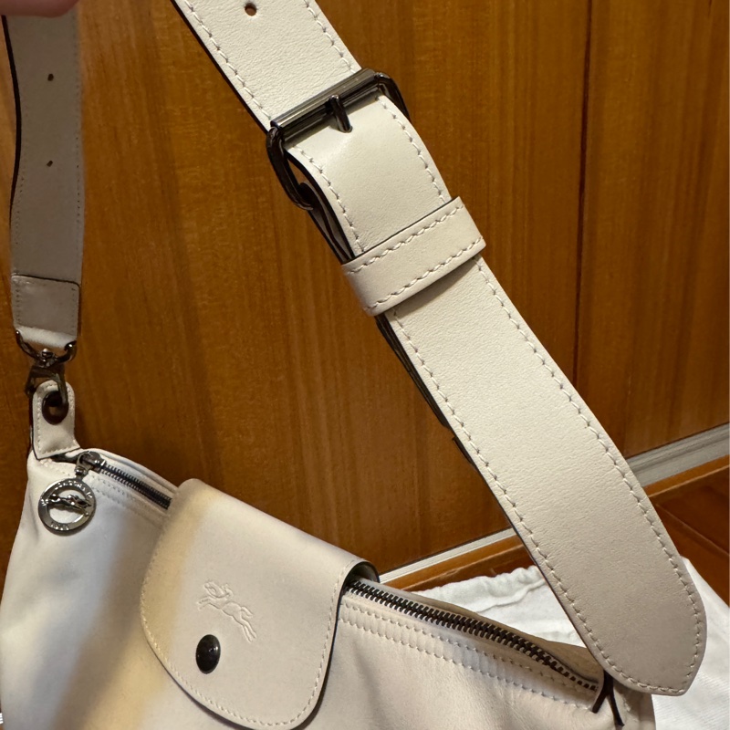 Longchamp LE PLIAGE XTRA hobo半月形單肩包 M 白紙色 牛皮-19