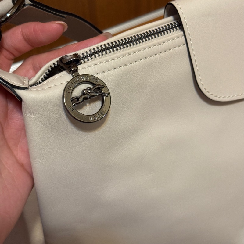 Longchamp LE PLIAGE XTRA hobo半月形單肩包 M 白紙色 牛皮-20