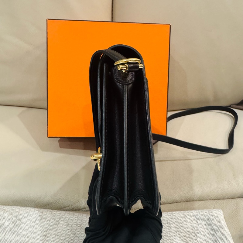Hermes 愛馬仕 mini Roulis 豬鼻包/斜背包/黑色淡金釦/95新美品-3