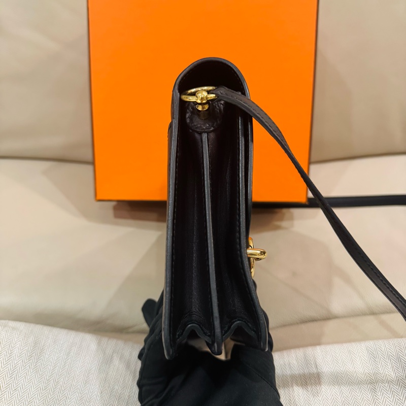 Hermes 愛馬仕 mini Roulis 豬鼻包/斜背包/黑色淡金釦/95新美品-4
