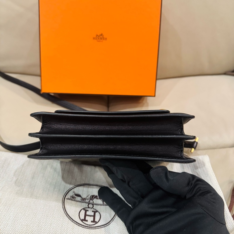 Hermes 愛馬仕 mini Roulis 豬鼻包/斜背包/黑色淡金釦/95新美品-5