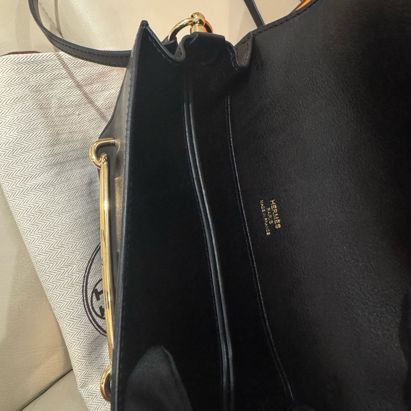 Hermes 愛馬仕 mini Roulis 豬鼻包/斜背包/黑色淡金釦/95新美品-8