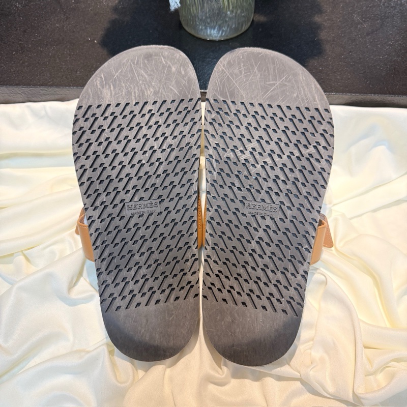 Hermes/愛馬仕 黑棕H綁帶二舅拖鞋 39碼-5