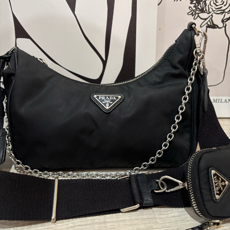 PRADA 普拉達 經典TESSUTO三角LOGO尼龍 三合一包-0