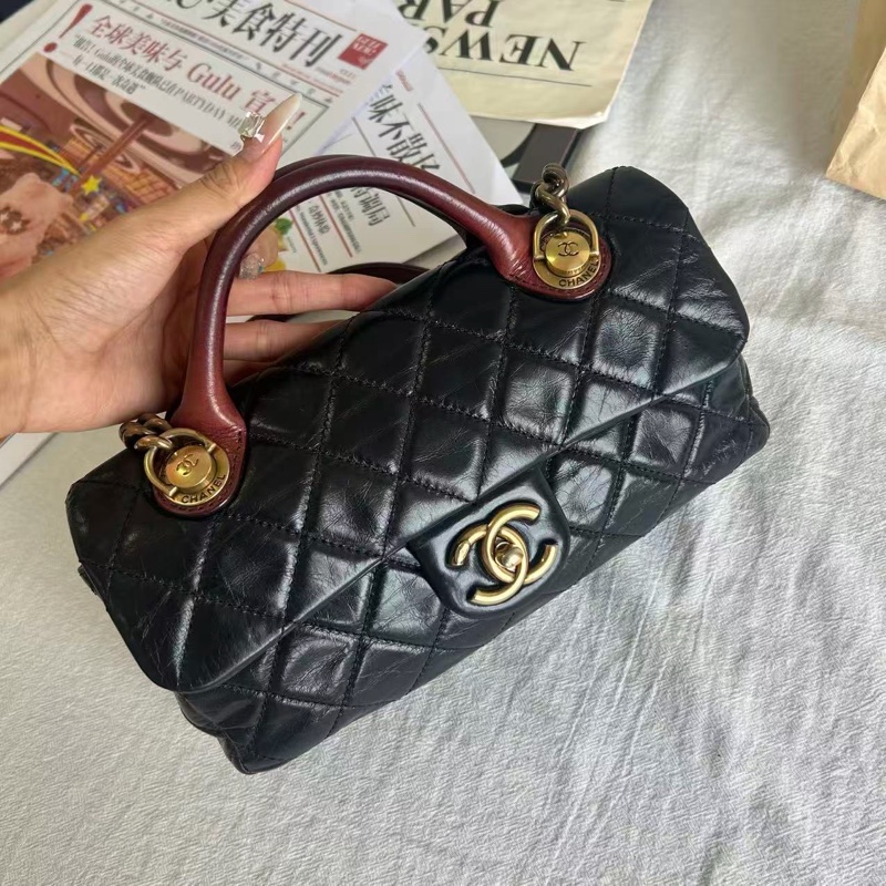 Chanel • 經典紅手柄黑金油臘牛皮孟買Cf 25 全網唯一☝🏻-2
