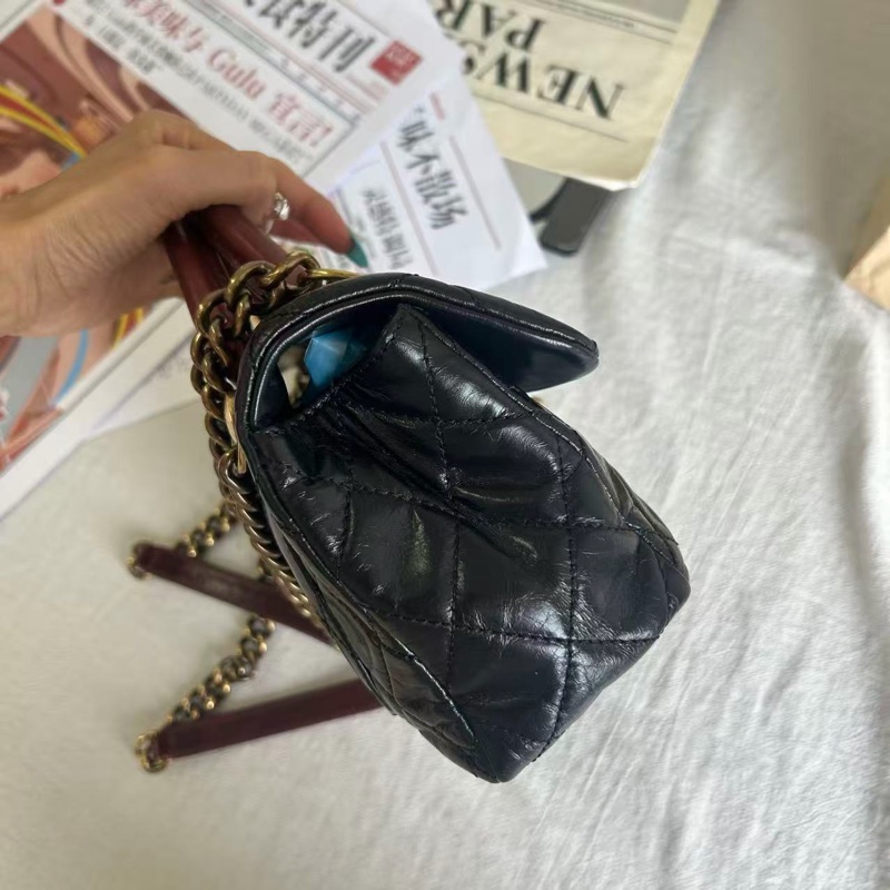 Chanel • 經典紅手柄黑金油臘牛皮孟買Cf 25 全網唯一☝🏻-5
