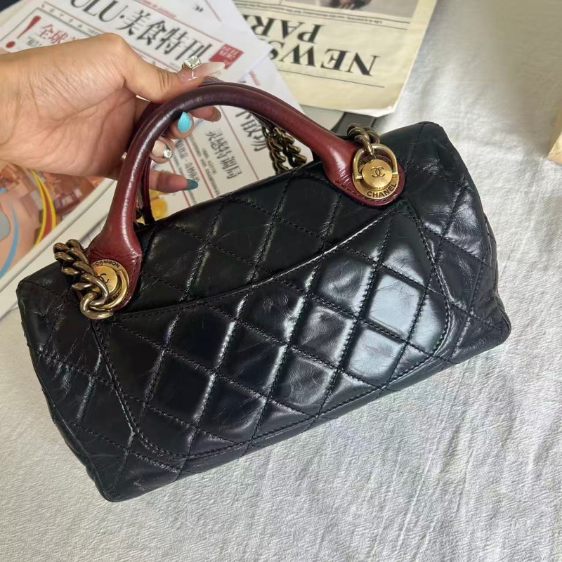 Chanel • 經典紅手柄黑金油臘牛皮孟買Cf 25 全網唯一☝🏻-14