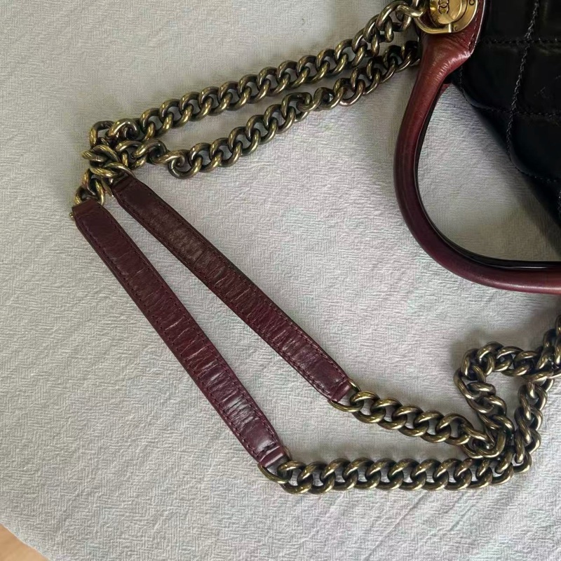 Chanel • 經典紅手柄黑金油臘牛皮孟買Cf 25 全網唯一☝🏻-15