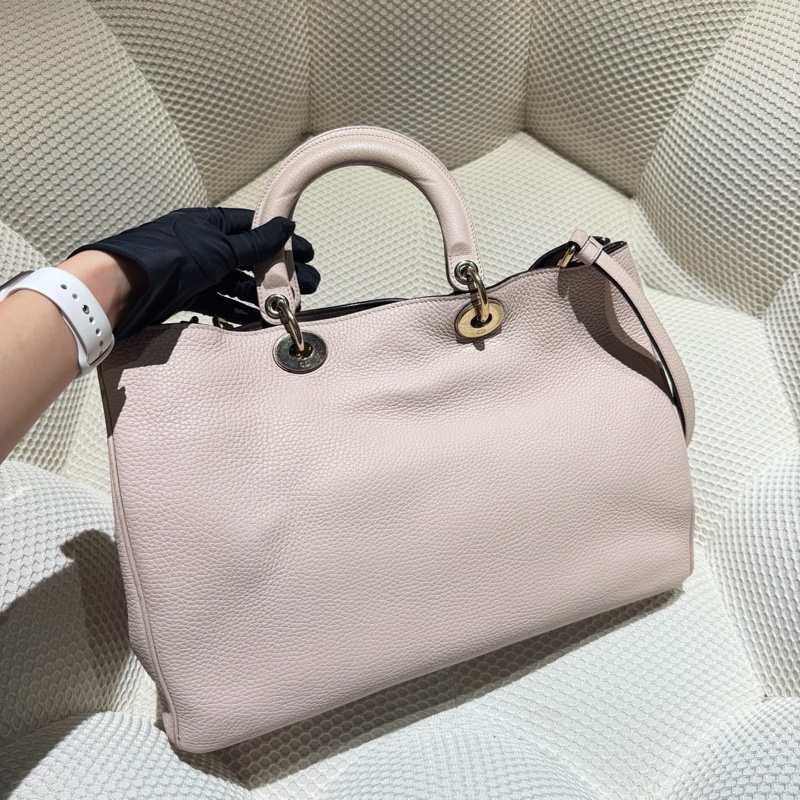 Dior • 經典櫻花粉荔枝牛皮斜背包 大號 🈶原廠肩帶-7
